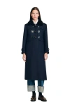 Sandro Womens Navy Blue Velvet-collar Regular-fit Wool-blend Coat In Blue