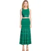 Sandro Womens  High-rise Decorative-stitch Knitted Midi Skirt In Emeuraude Green