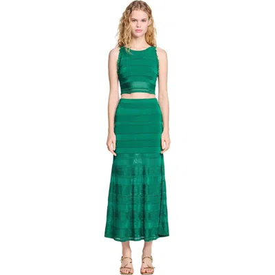 SANDRO SANDRO MAXI DECORATIVE KNIT SKIRT