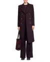 Sandro Long Double Breasted Coat In Brown