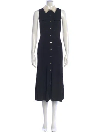 Pre-owned Sandro Long Dress In Black