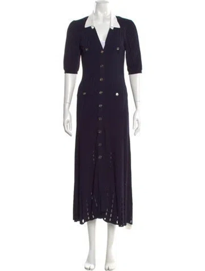 Pre-owned Sandro Long Dress In Blue