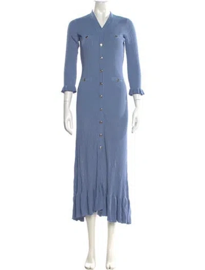Pre-owned Sandro Long Dress In Blue