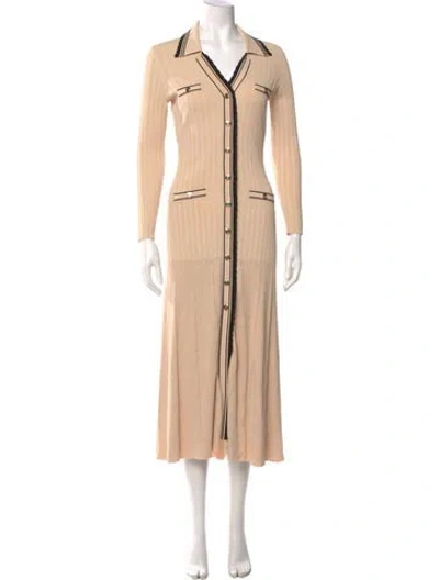 Pre-owned Sandro Long Dress In Neutral