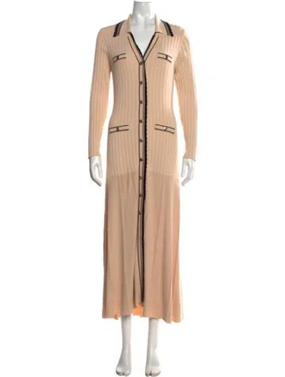 Pre-owned Sandro Long Dress In Neutrals