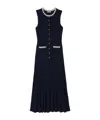 Sandro Long Dress With Crochet Detailing In Black