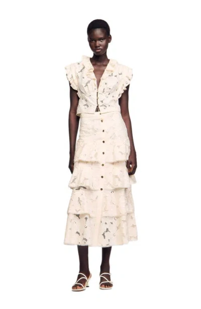 SANDRO SANDRO LONG FRILLED SKIRT