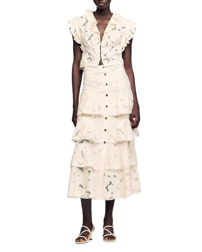 SANDRO LONG FRILLED SKIRT
