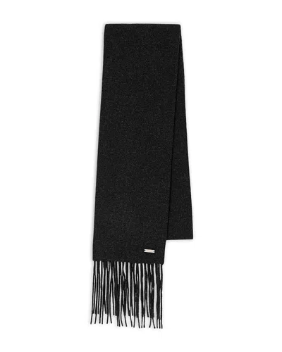 Sandro Long Fringed Wool Scarf In Black