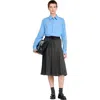 Sandro Long Pleated Rhinestone Skirt In Gray