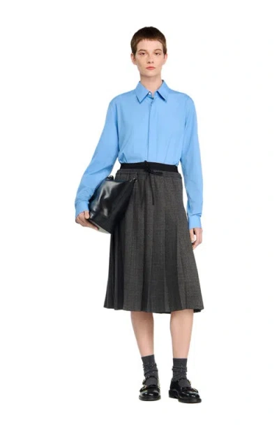 SANDRO SANDRO LONG PLEATED RHINESTONE SKIRT