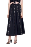Sandro Long Rhinestone Skirt