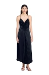 Sandro Pralisse Ruched Maxi Dress In Navy Blue