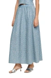 Sandro Womens Blue Sequined Elasticated-waist Woven Maxi Skirt In Blue