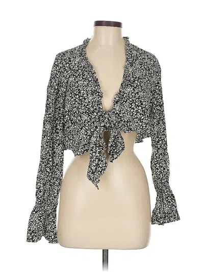 Pre-owned Sandro Long Sleeve Blouse In Black