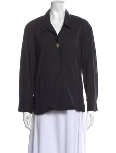 Pre-owned Sandro Long Sleeve Blouse In Black