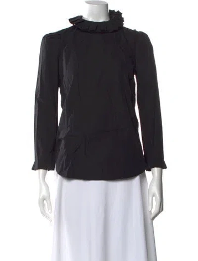 Pre-owned Sandro Long Sleeve Blouse In Black