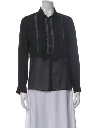 Pre-owned Sandro Long Sleeve Blouse In Black