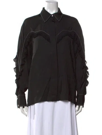 Pre-owned Sandro Long Sleeve Blouse In Black