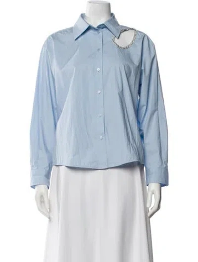 Pre-owned Sandro Long Sleeve Blouse In Blue