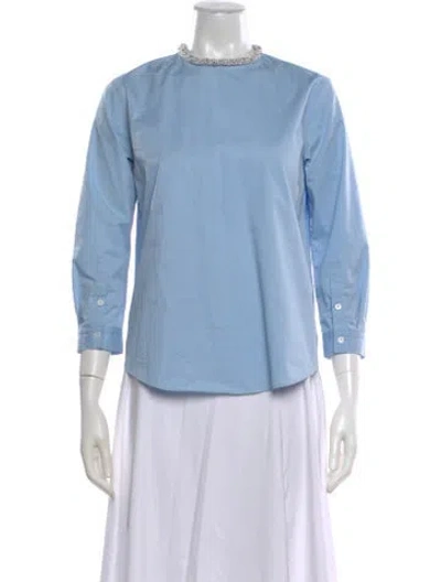 Pre-owned Sandro Long Sleeve Blouse In Blue
