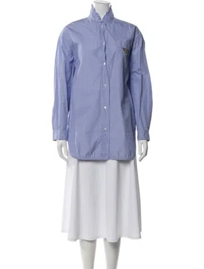Pre-owned Sandro Long Sleeve Blouse In Blue
