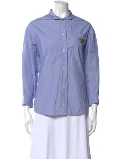 Pre-owned Sandro Long Sleeve Blouse In Blue