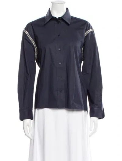 Pre-owned Sandro Long Sleeve Blouse In Blue