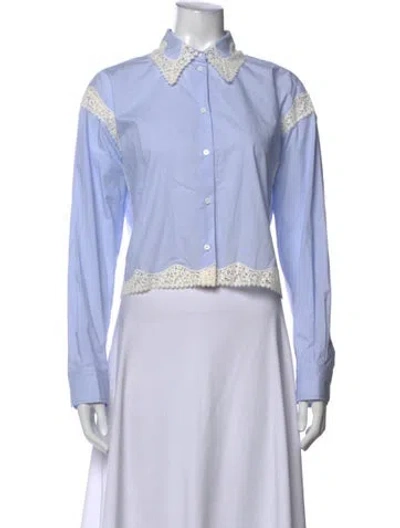 Pre-owned Sandro Long Sleeve Blouse In Blue