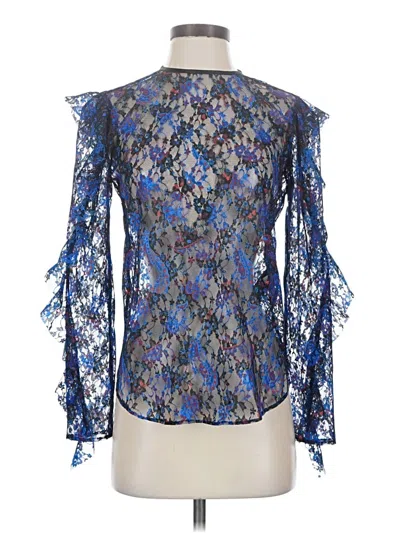 Pre-owned Sandro Long Sleeve Blouse In Blue