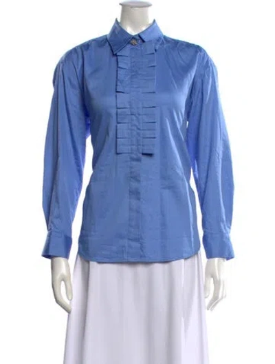 Pre-owned Sandro Long Sleeve Blouse In Blue