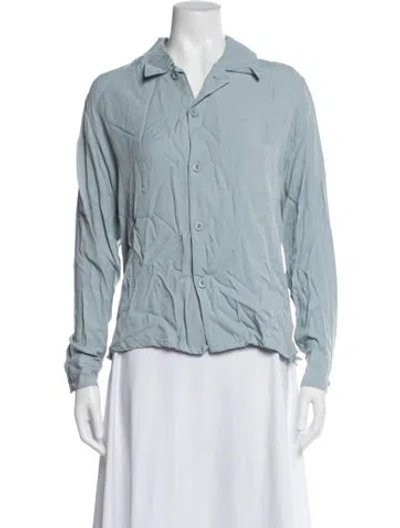 Pre-owned Sandro Long Sleeve Blouse In Blue