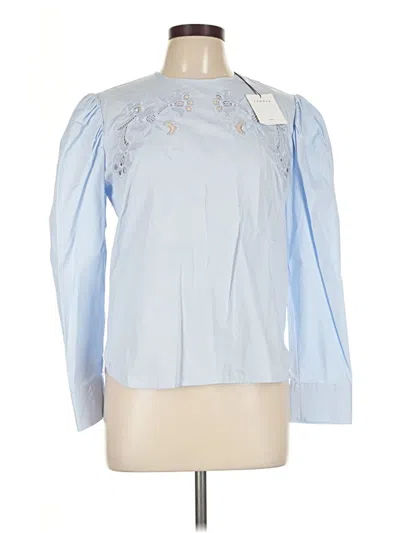 Pre-owned Sandro Long Sleeve Blouse In Blue