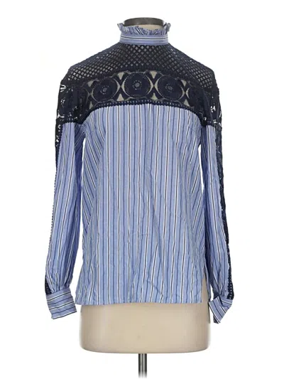Pre-owned Sandro Long Sleeve Blouse In Blue