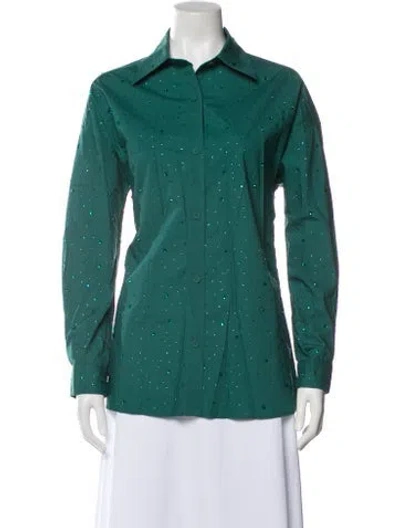 Pre-owned Sandro Long Sleeve Blouse In Green