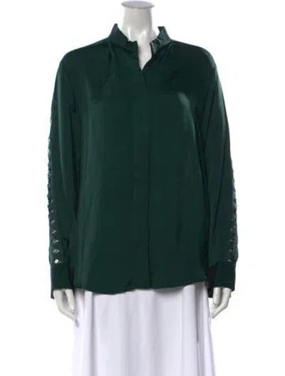 Pre-owned Sandro Long Sleeve Blouse In Green