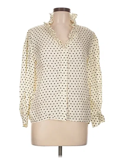 Pre-owned Sandro Long Sleeve Blouse In Ivory