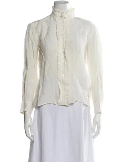 Pre-owned Sandro Long Sleeve Blouse In Neutral
