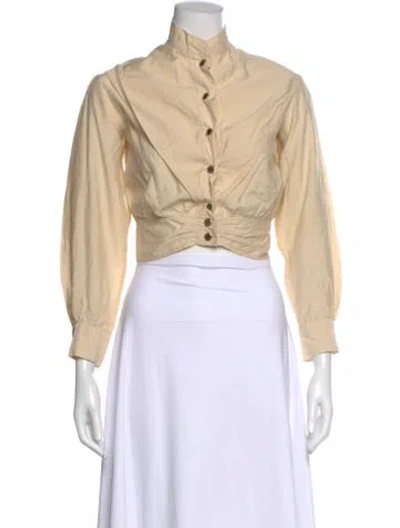 Pre-owned Sandro Long Sleeve Blouse In Neutral