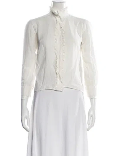 Pre-owned Sandro Long Sleeve Blouse In Neutral