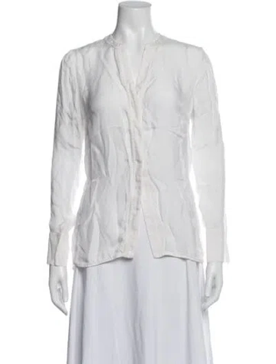 Pre-owned Sandro Long Sleeve Blouse In Neutrals