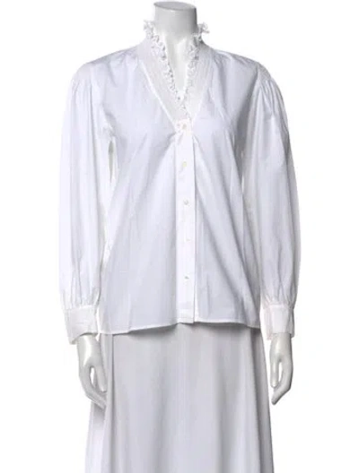 Pre-owned Sandro Long Sleeve Blouse In Neutrals