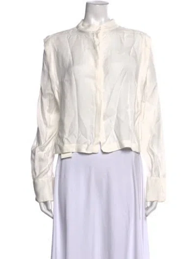 Pre-owned Sandro Long Sleeve Blouse In Neutrals