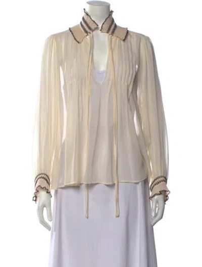 Pre-owned Sandro Long Sleeve Blouse In Neutrals