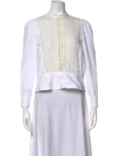 Pre-owned Sandro Long Sleeve Blouse In Neutrals