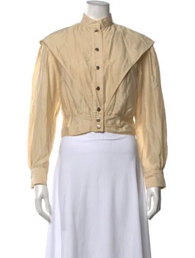 Pre-owned Sandro Long Sleeve Blouse In Neutrals