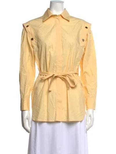 Pre-owned Sandro Long Sleeve Blouse In Neutrals/yellow