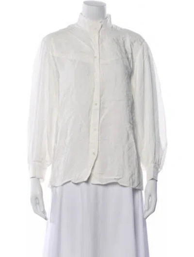 Pre-owned Sandro Long Sleeve Blouse In White
