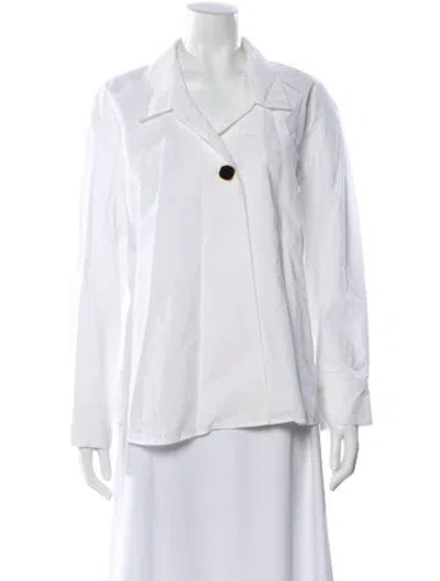 Pre-owned Sandro Long Sleeve Blouse In White