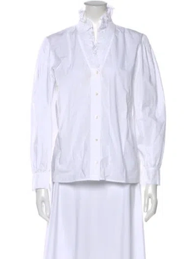 Pre-owned Sandro Long Sleeve Blouse In White
